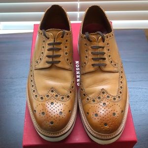 Grenson Tan Archie Wedge Wingtips Size 11